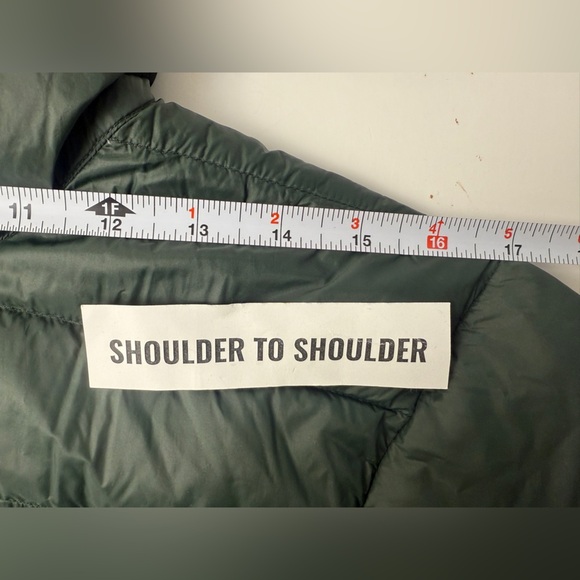 Eddie Bauer EB650 Mens Hooded Down Puffer Jacket Size S Green Zip Front Pockets - Picture 9 of 14